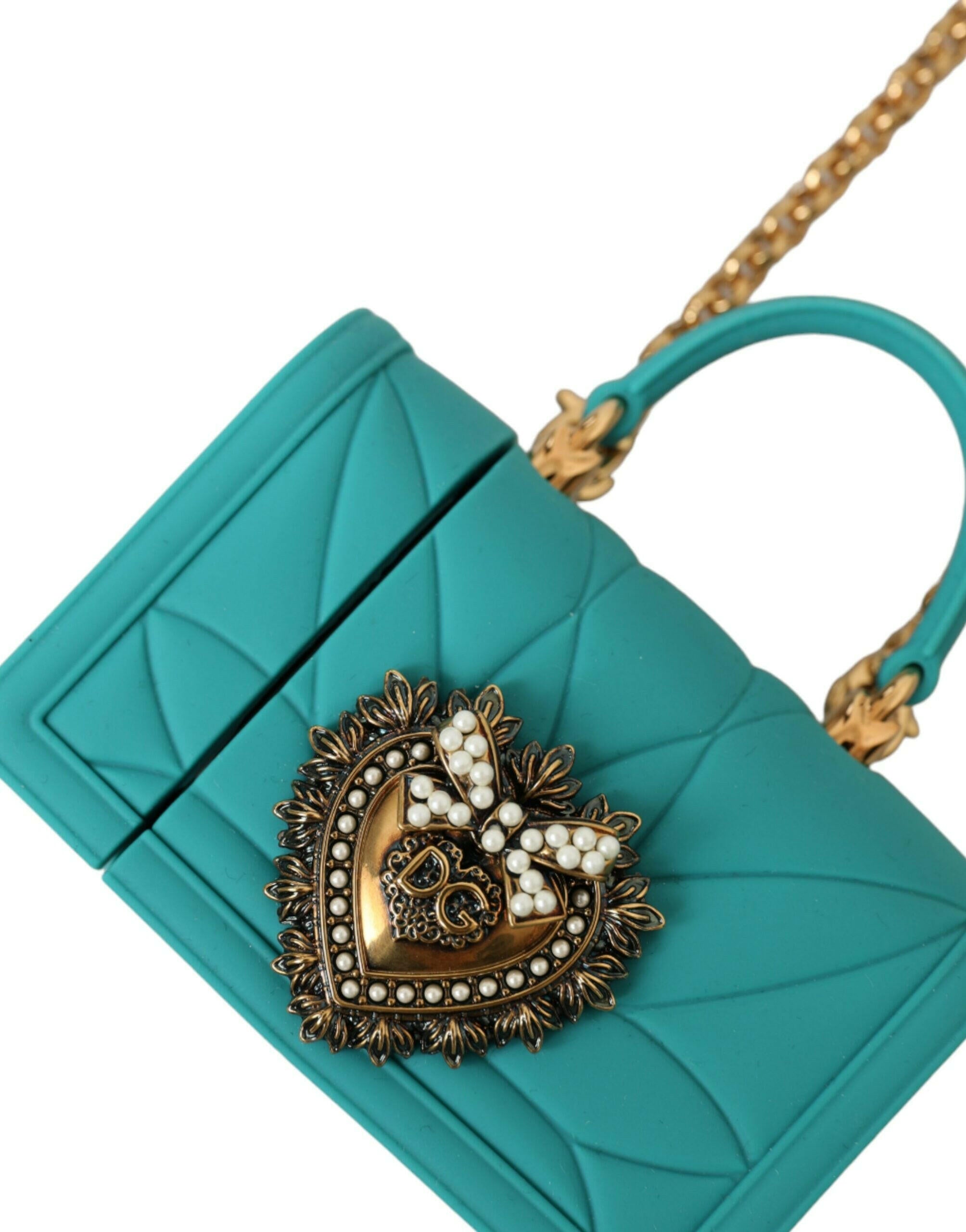 Dolce & Gabbana Turquoise Silicone Devotion Heart Cover Bag Airpods Case.
