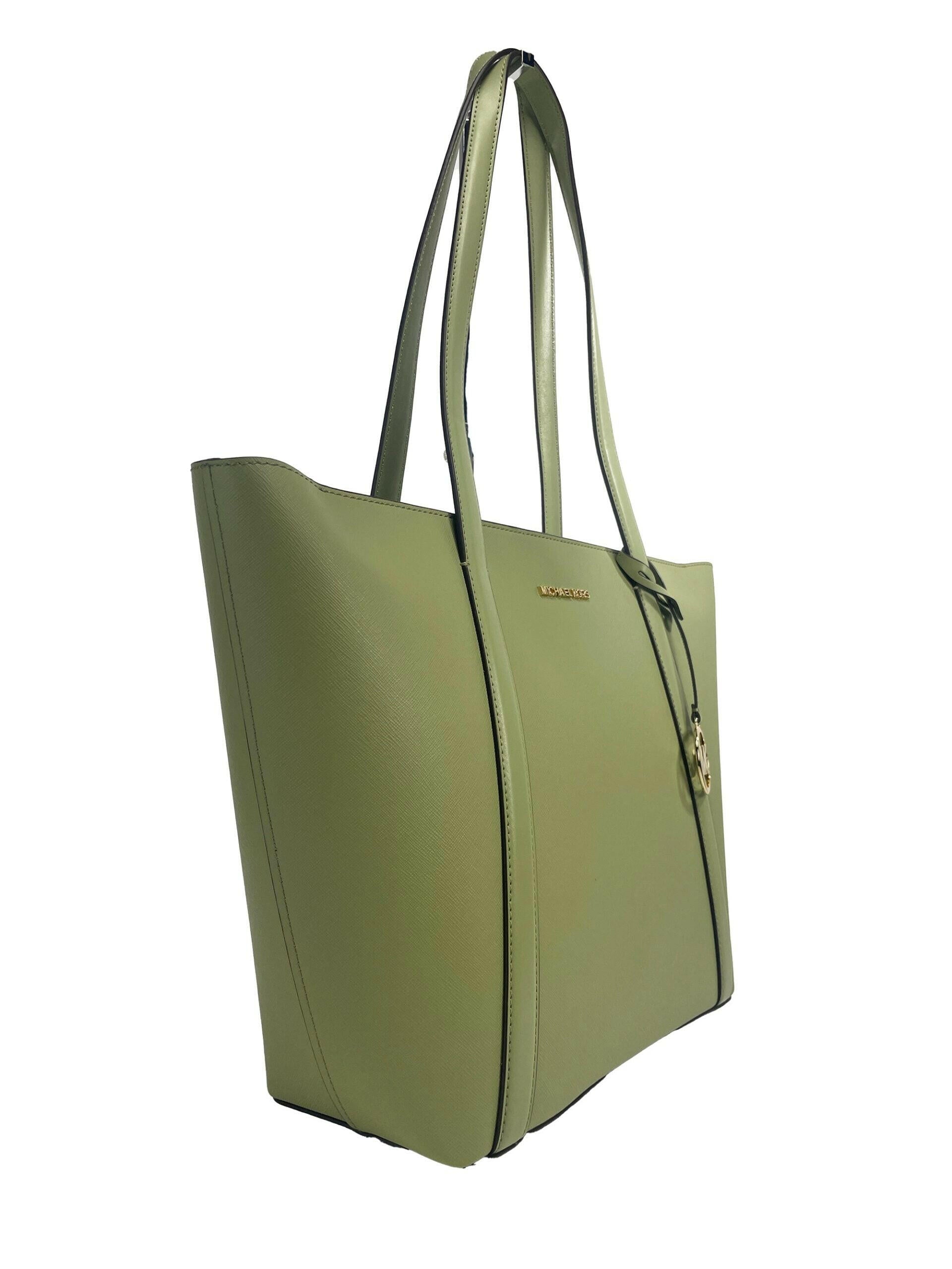 Michael Kors Large Pratt Shoulder Zip Tote Bag Light Sage.