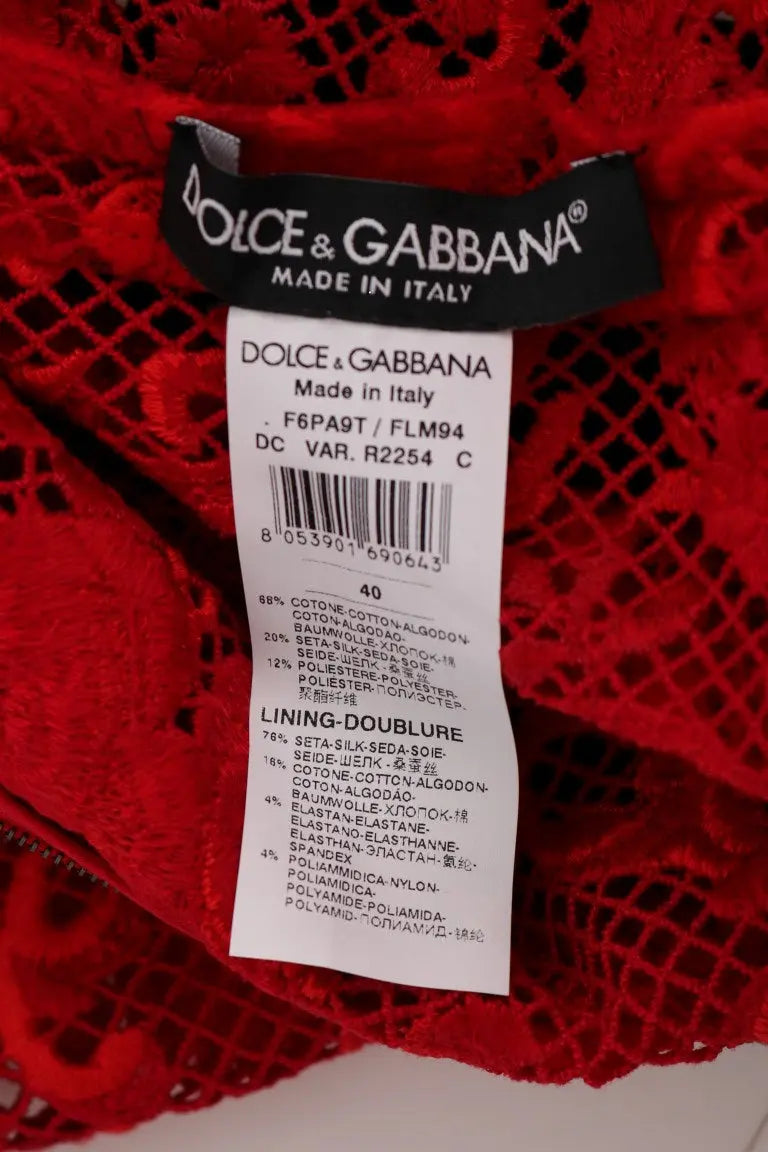 Dolce & Gabbana Elegant Red Sheath Dress with Silk Bow Belt Dolce & Gabbana