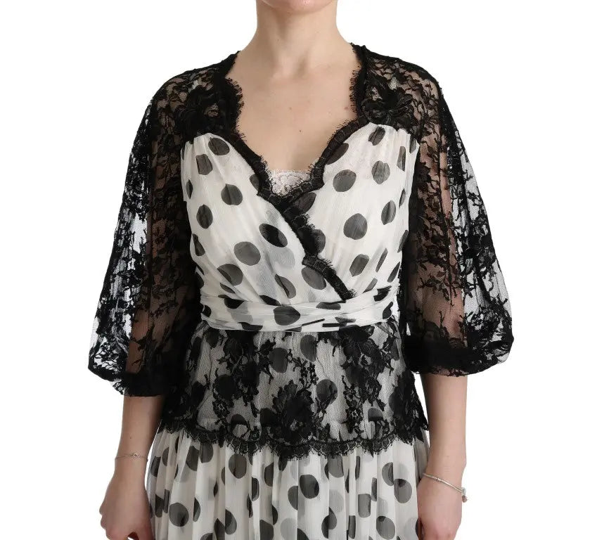 Dolce & Gabbana Elegant Polka Dotted Full Length Gown Dolce & Gabbana
