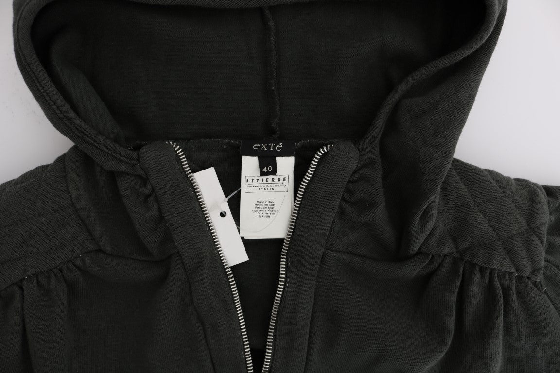 Exte Gray Top Hooded Cotton Zipper Sweater Exte