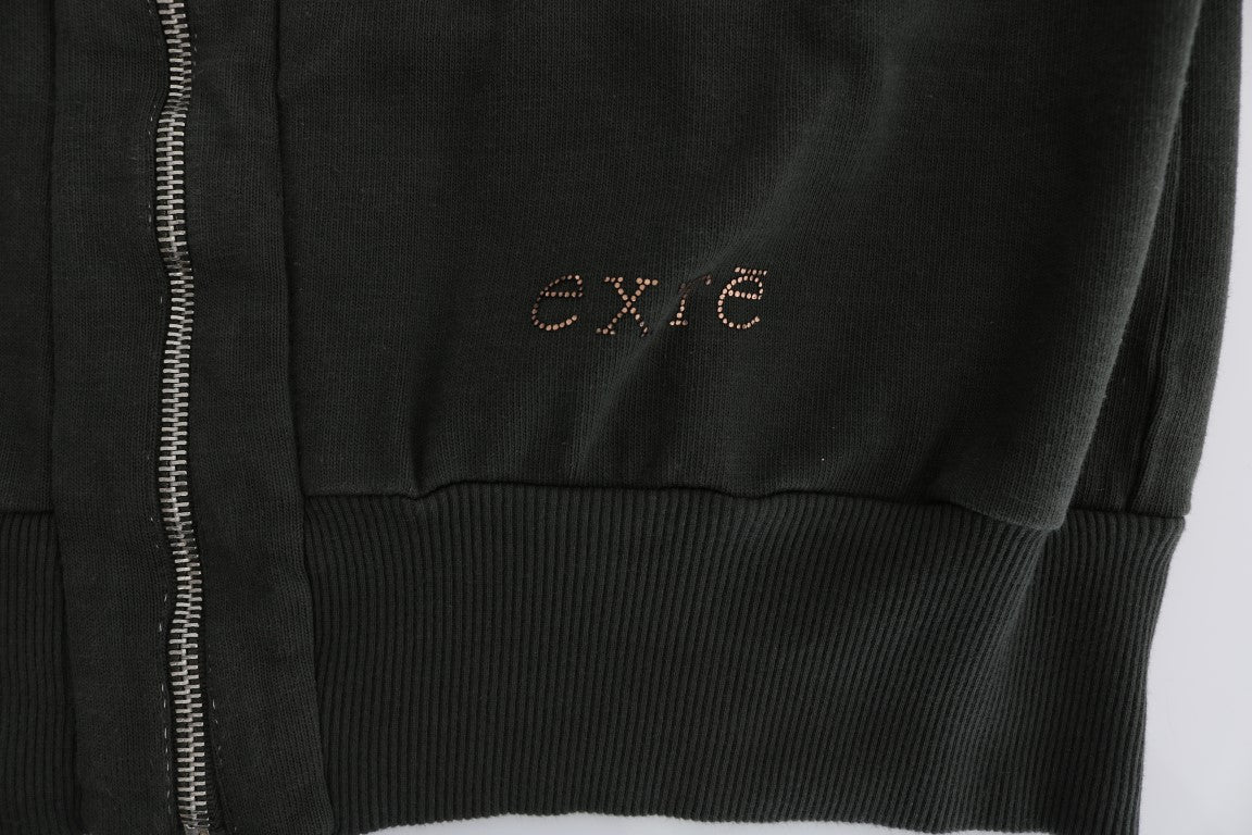 Exte Gray Top Hooded Cotton Zipper Sweater Exte