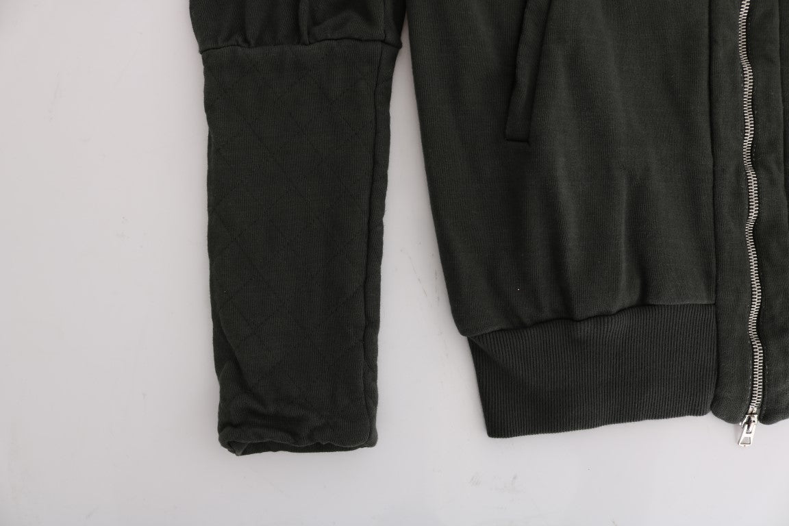 Exte Gray Top Hooded Cotton Zipper Sweater Exte