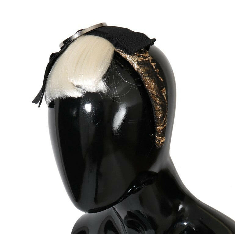 Dolce & Gabbana Black Crystal White Diadem Headband.