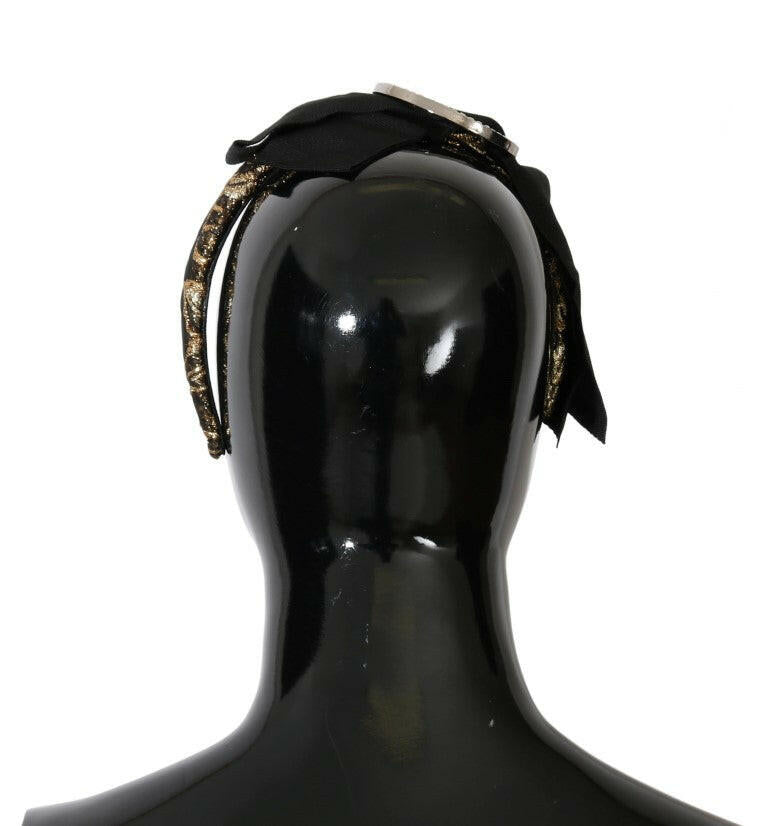 Dolce & Gabbana Black Crystal White Diadem Headband.