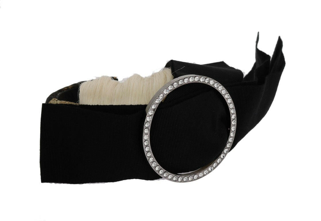 Dolce & Gabbana Black Crystal White Diadem Headband.