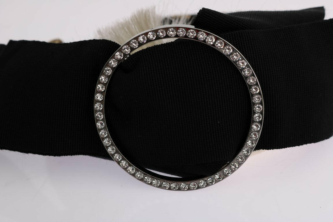 Dolce & Gabbana Black Crystal White Diadem Headband.