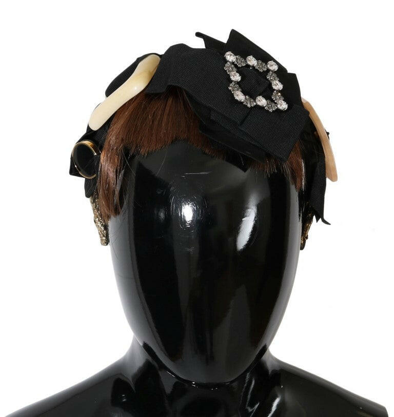 Dolce & Gabbana Clear Crystal Brown Hair Headband.
