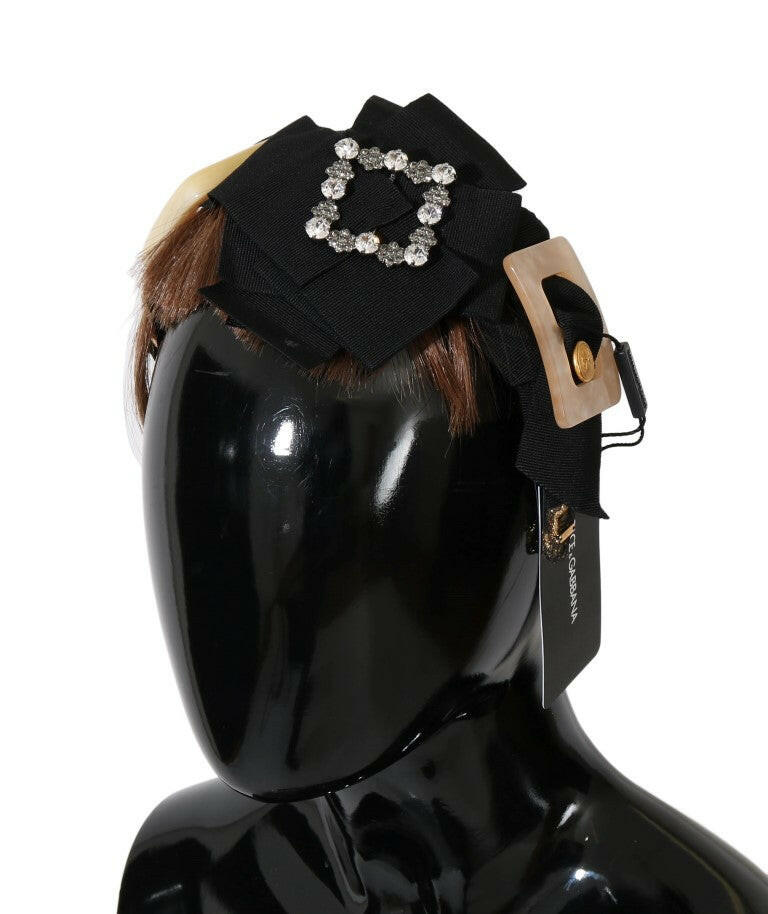 Dolce & Gabbana Clear Crystal Brown Hair Headband.