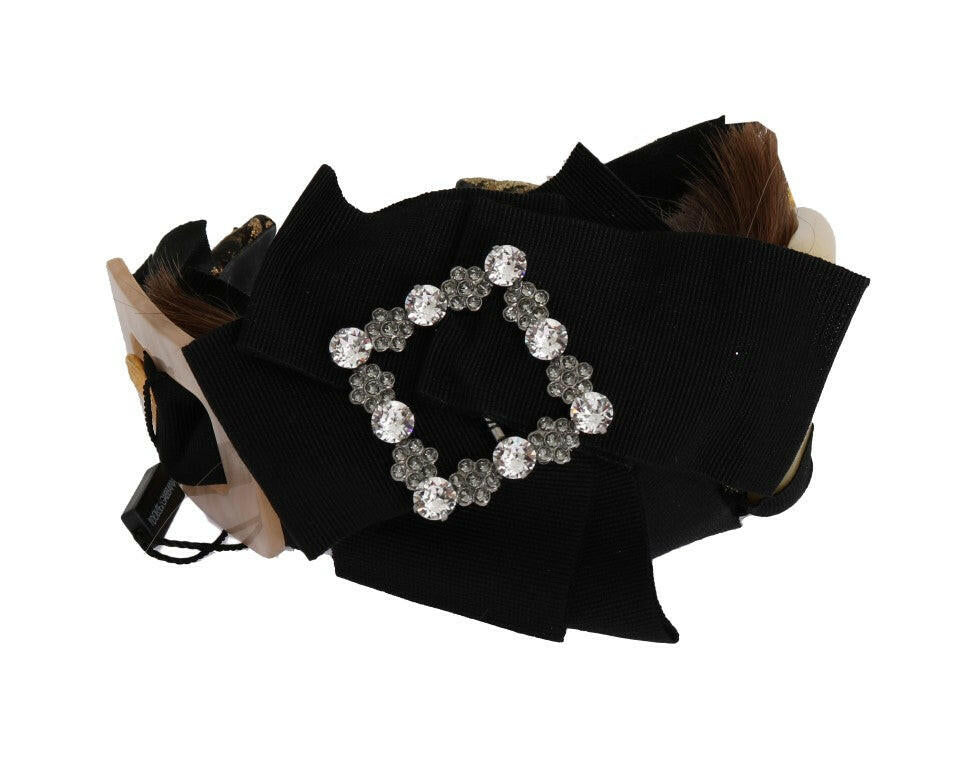 Dolce & Gabbana Clear Crystal Brown Hair Headband.