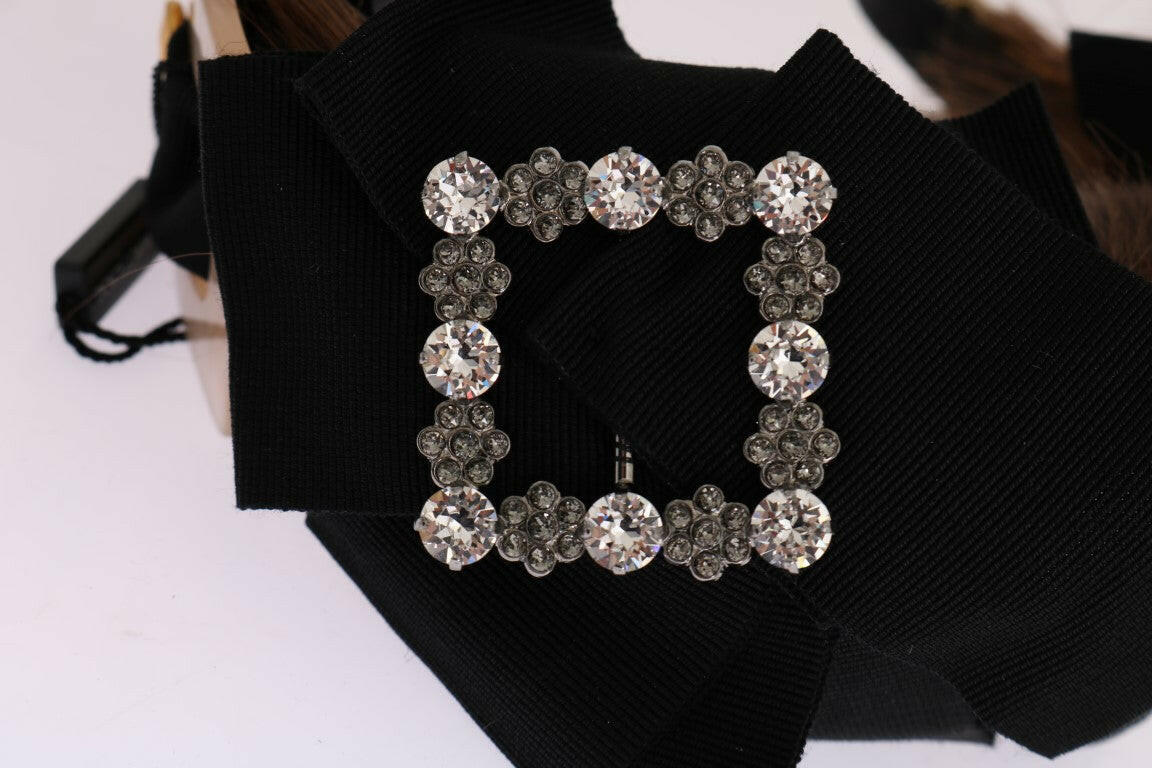 Dolce & Gabbana Clear Crystal Brown Hair Headband.