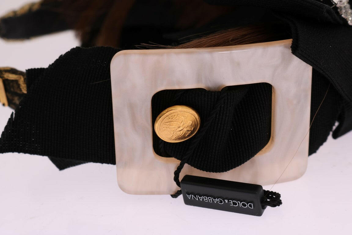Dolce & Gabbana Clear Crystal Brown Hair Headband.