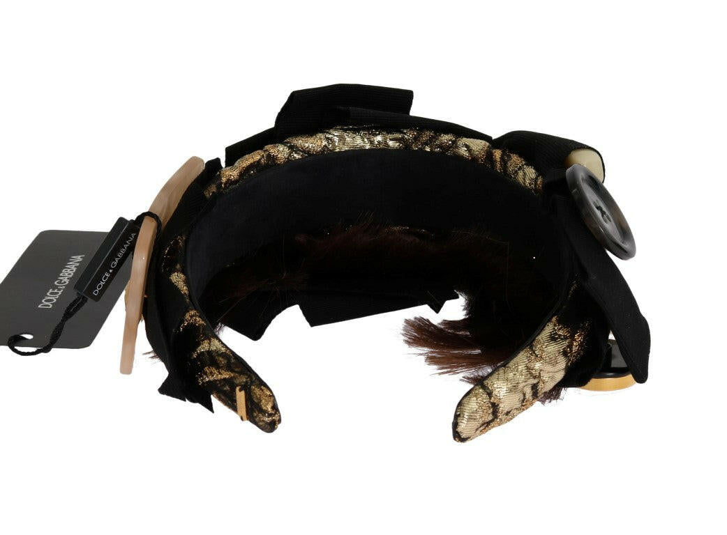 Dolce & Gabbana Clear Crystal Brown Hair Headband.