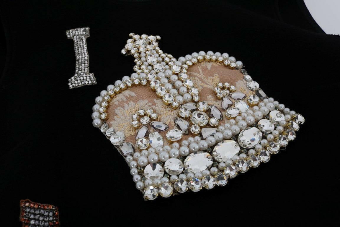 Dolce & Gabbana Black I AM A PRINCESS Crystal Shift Dress.