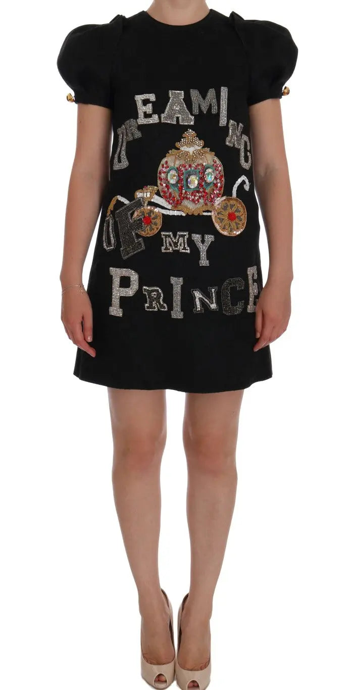 Dolce & Gabbana Enchanting Wool Crystal Encrusted Midi Dress Dolce & Gabbana