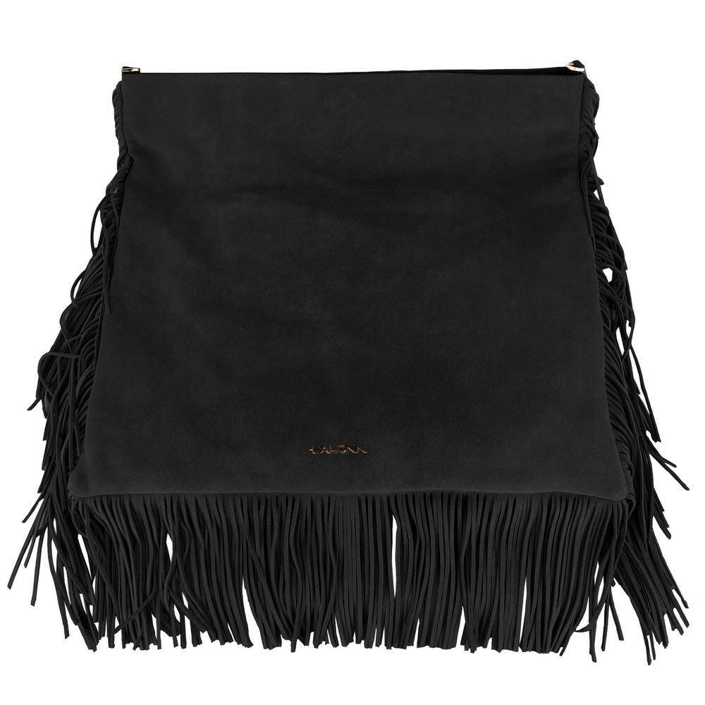 Baldinini Trend Black Calfskin Women Crossbody Bag.