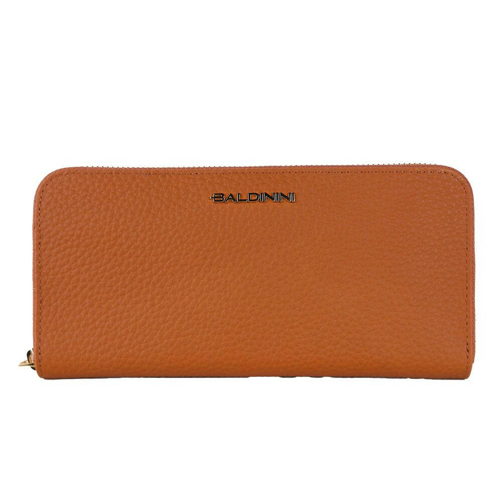 Baldinini Trend Elegant Orange Leather Wallet with Zipper.