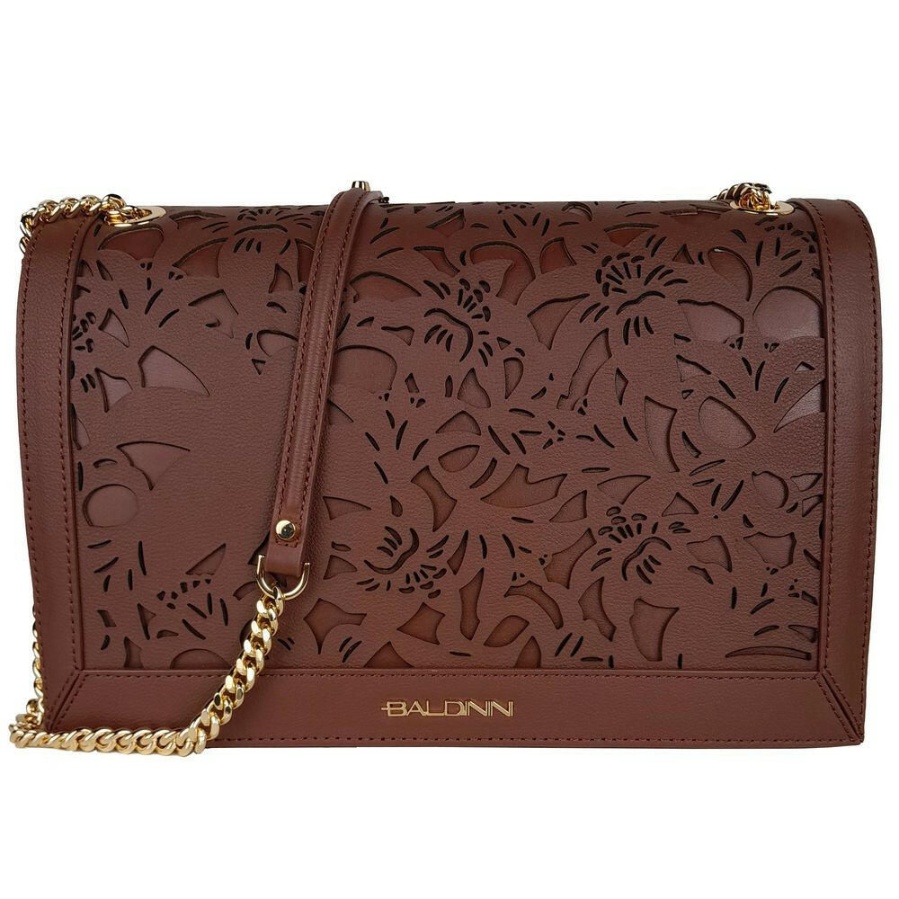 Baldinini Trend Brown Calfskin Women Crossbody Bag.