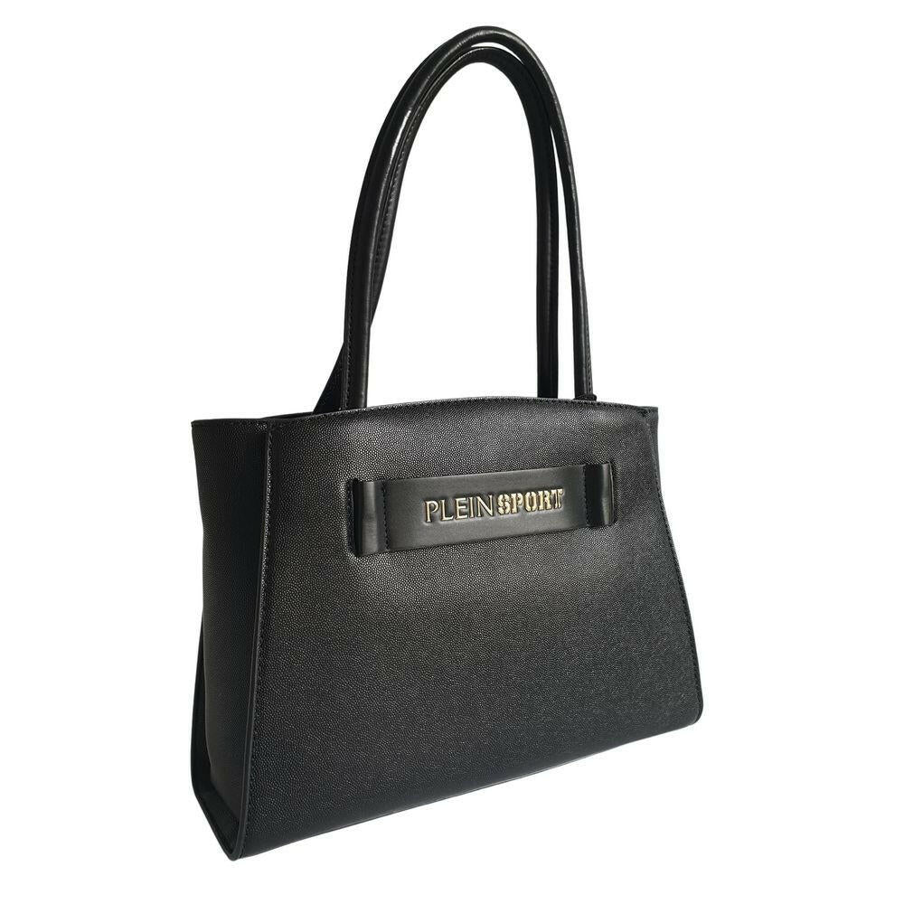 Plein Sport Sleek Black Three-Compartment Tote Bag.