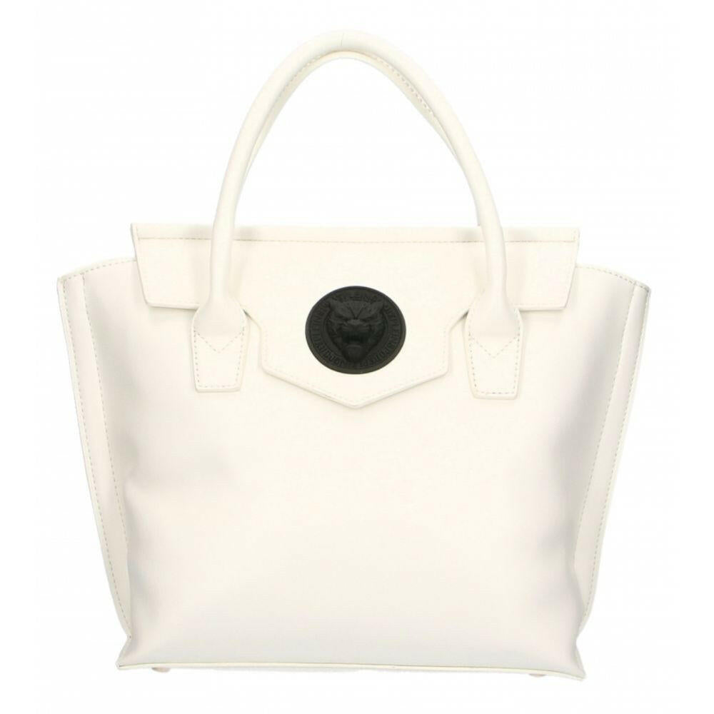 Plein Sport Elegant White Handbag With Magnetic Closure.