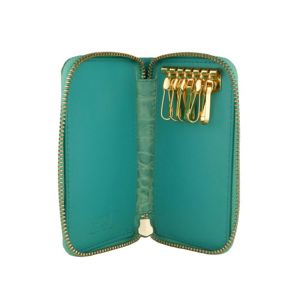 Cavalli Class Light Blue Calfskin Women Keychain.