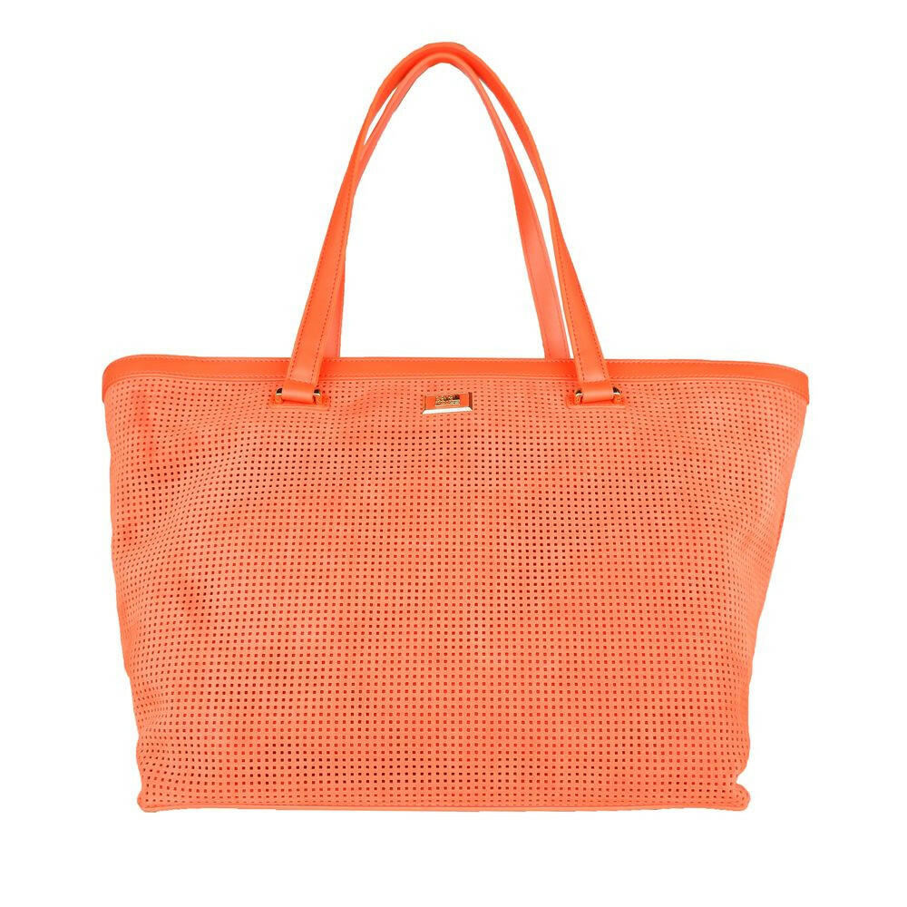 Cavalli Class Orange Calfskin Women Handbag.