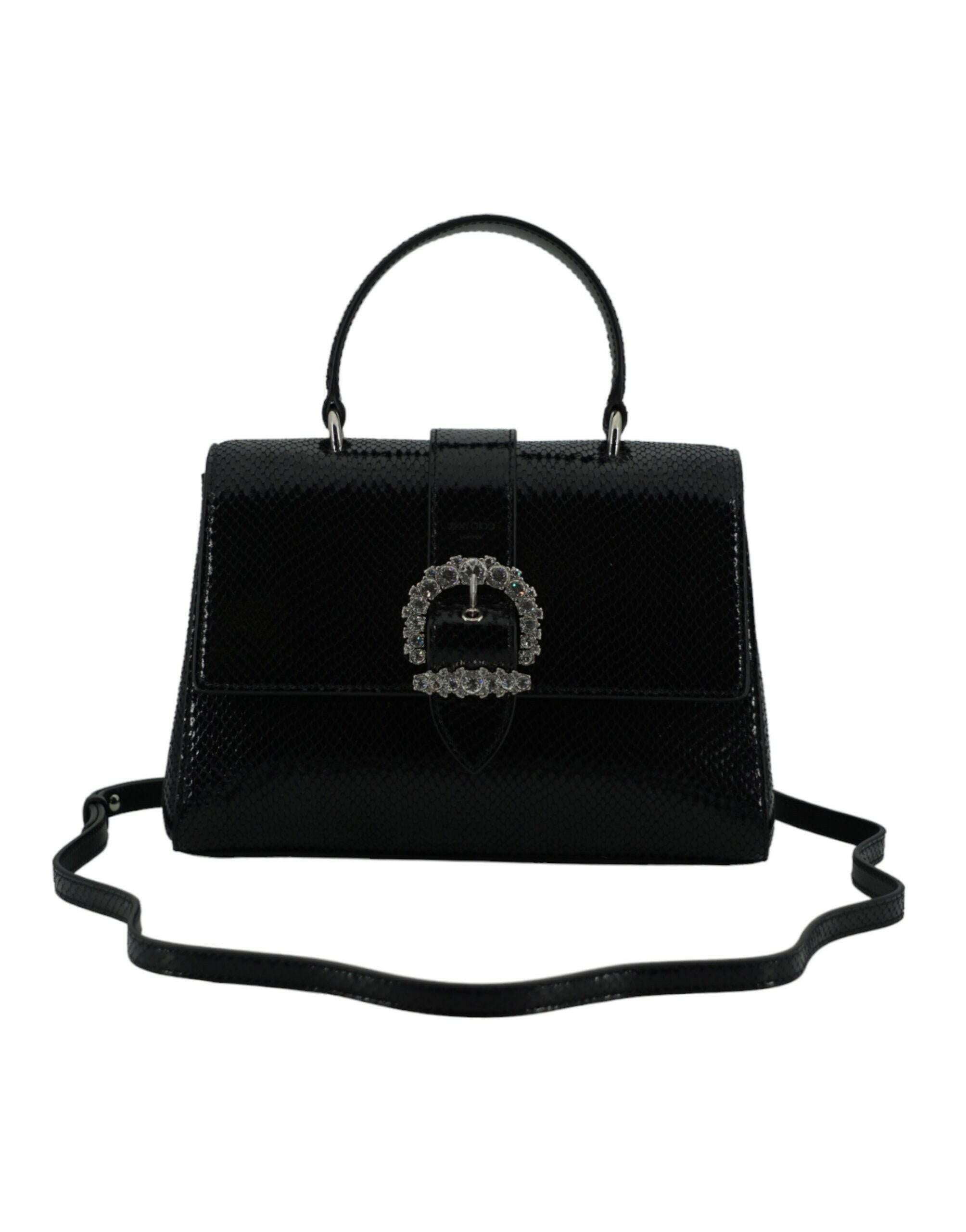 Jimmy Choo Black Leather Top Handle Shoulder Bag.