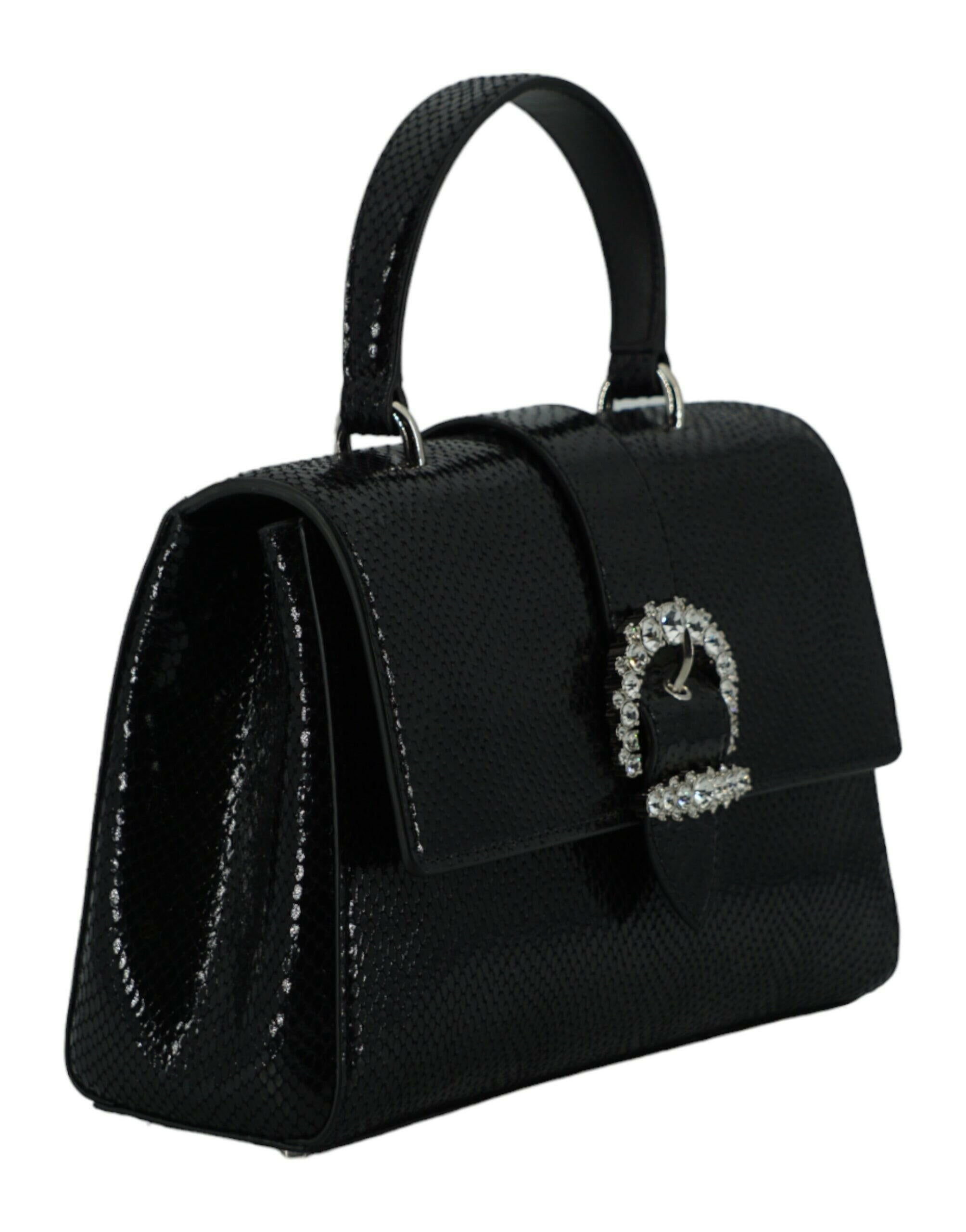 Jimmy Choo Black Leather Top Handle Shoulder Bag.