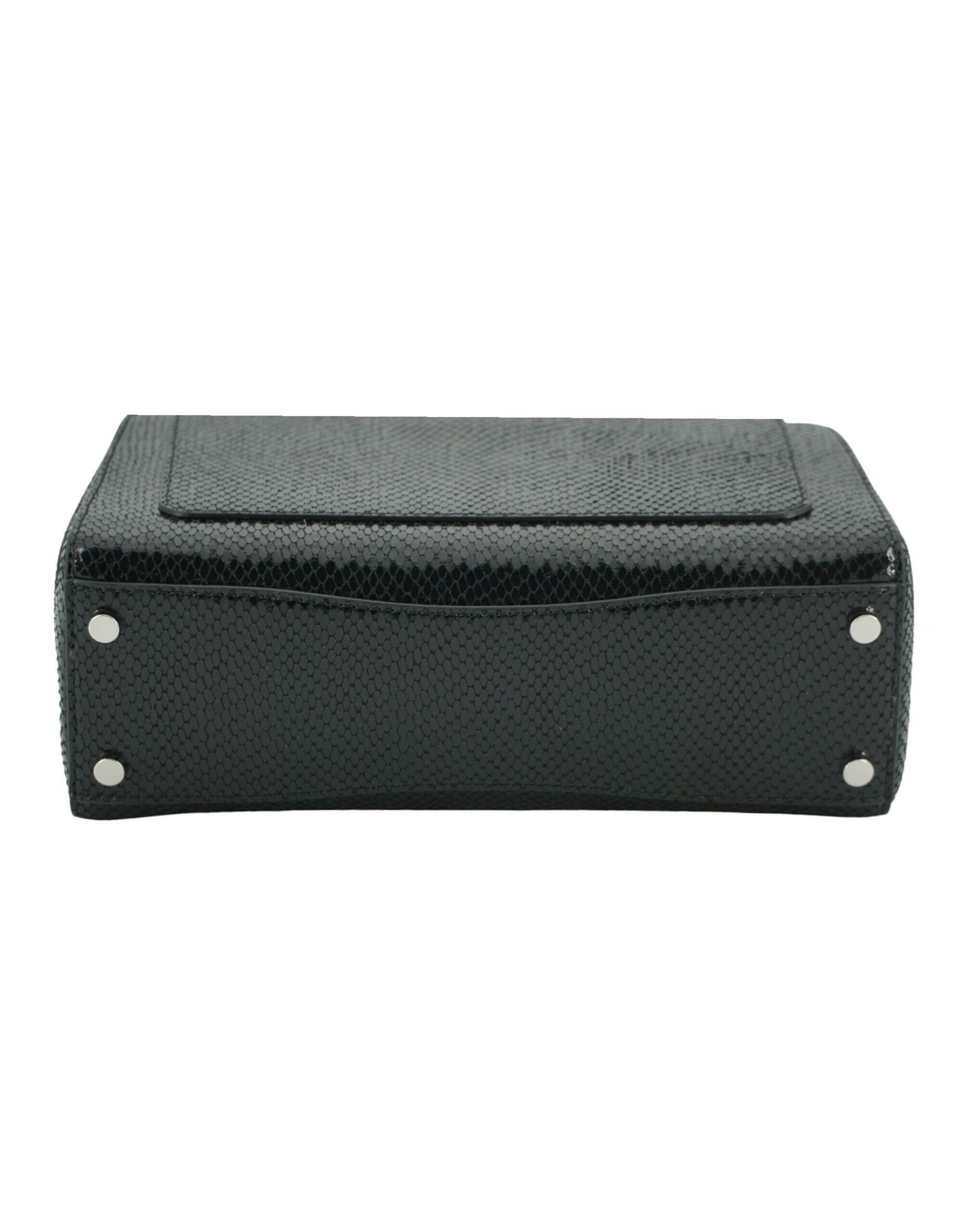 Jimmy Choo Black Leather Top Handle Shoulder Bag.