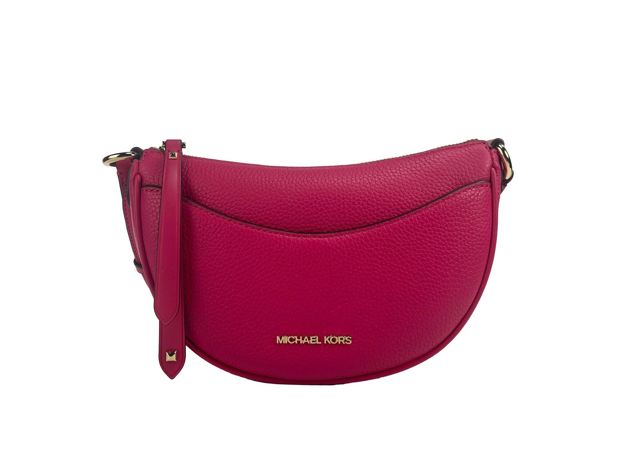 Michael Kors Dover Small Pink Half Moon Crossbody Bag Purse.