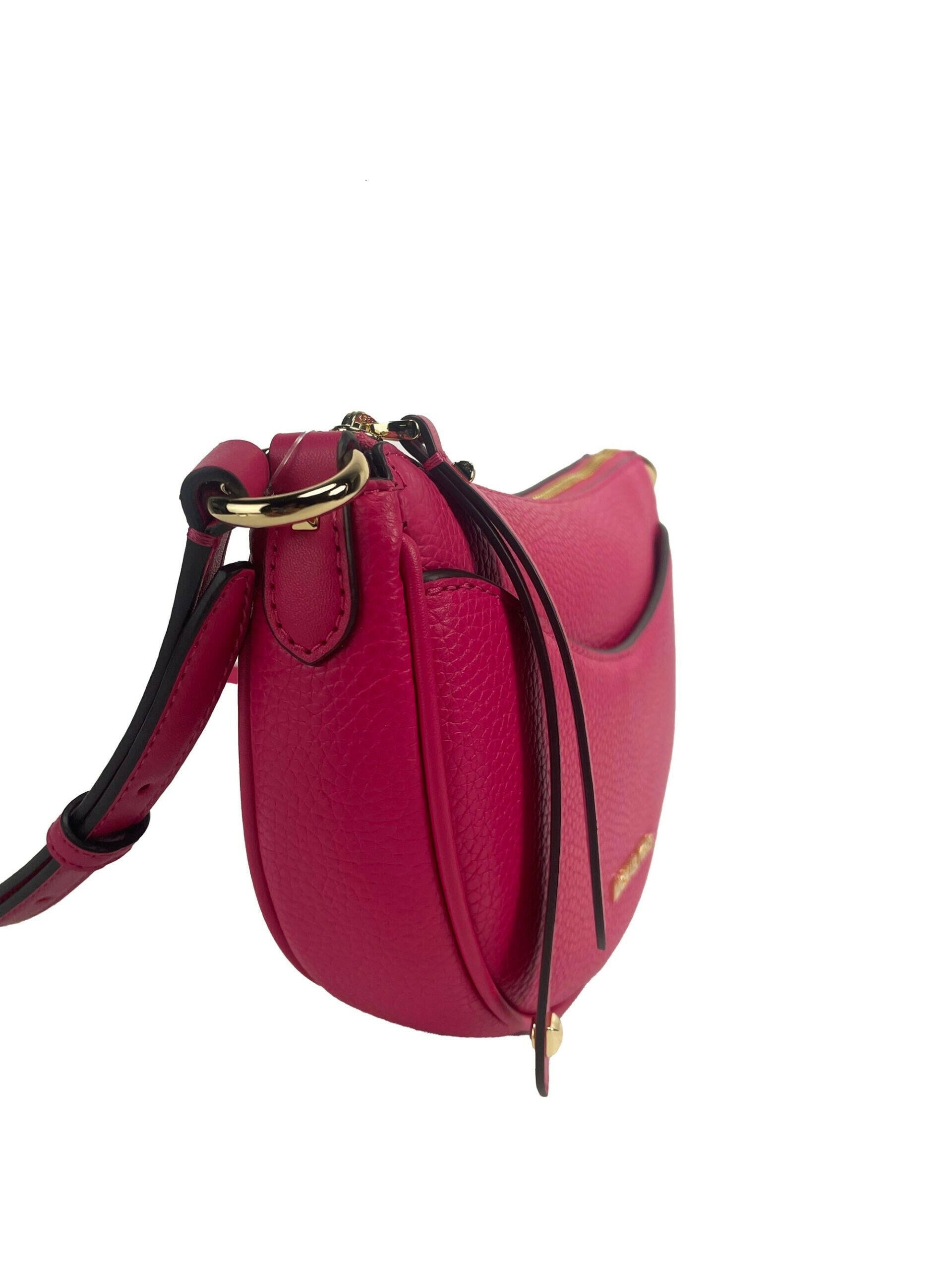 Michael Kors Dover Small Pink Half Moon Crossbody Bag Purse.