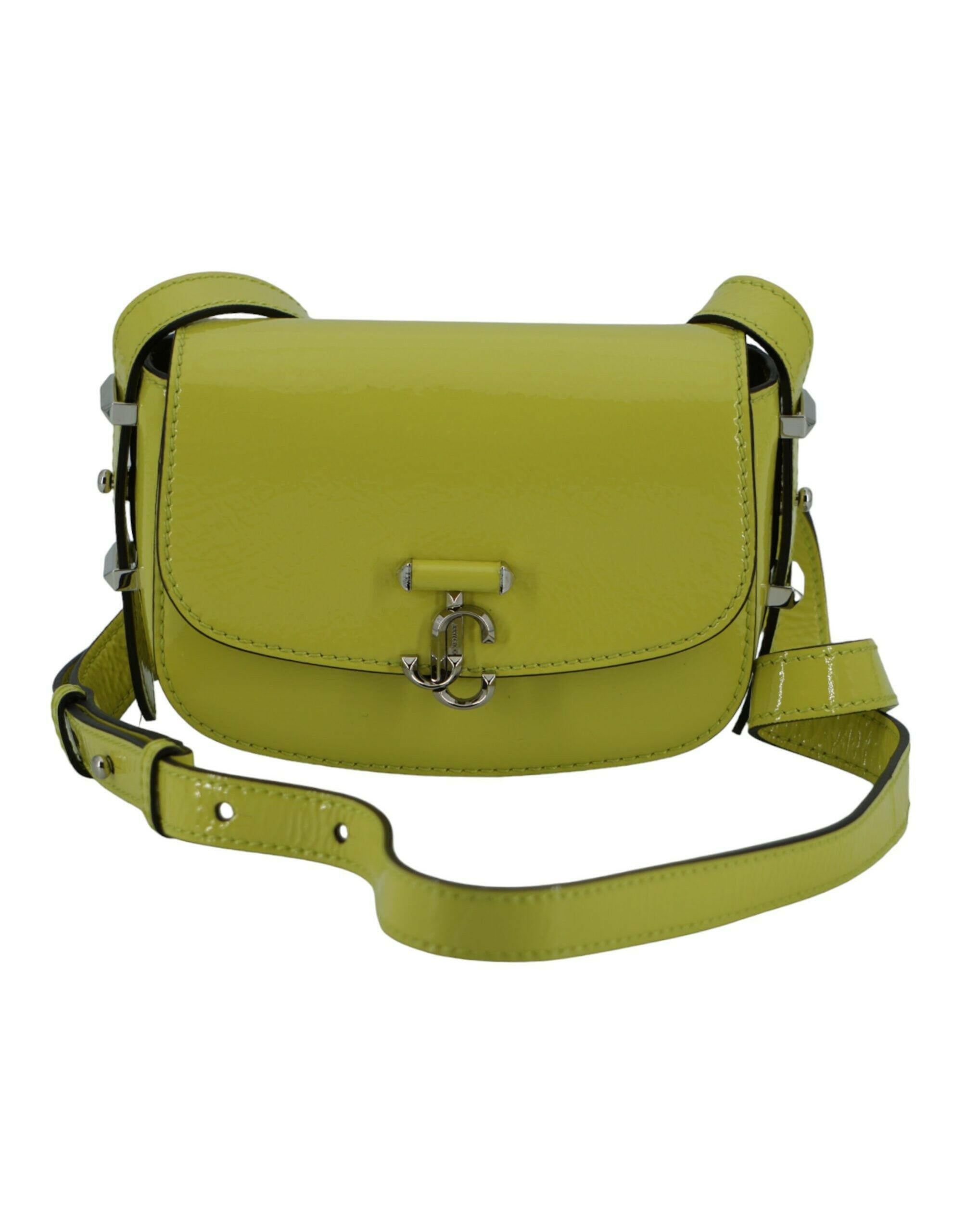Jimmy Choo Lime Yellow Leather Small Shoulder Bag.