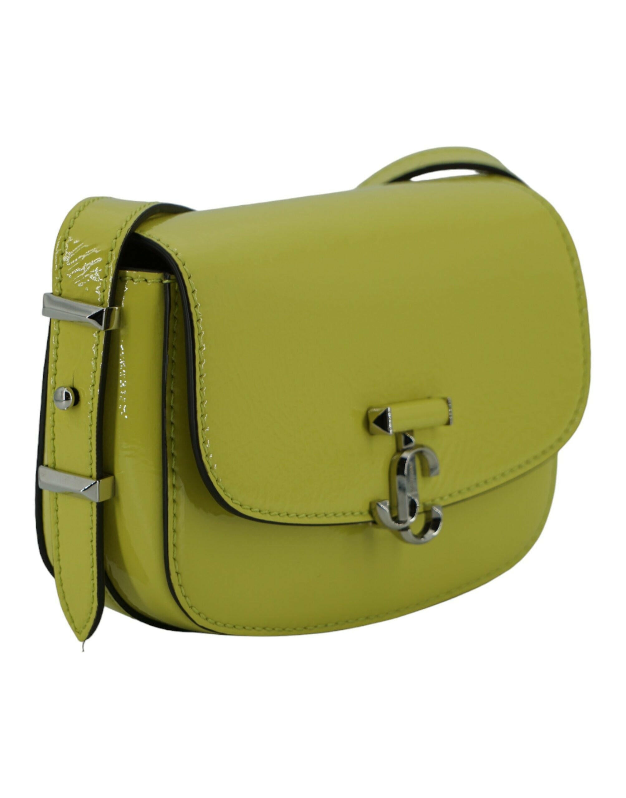 Jimmy Choo Lime Yellow Leather Small Shoulder Bag.