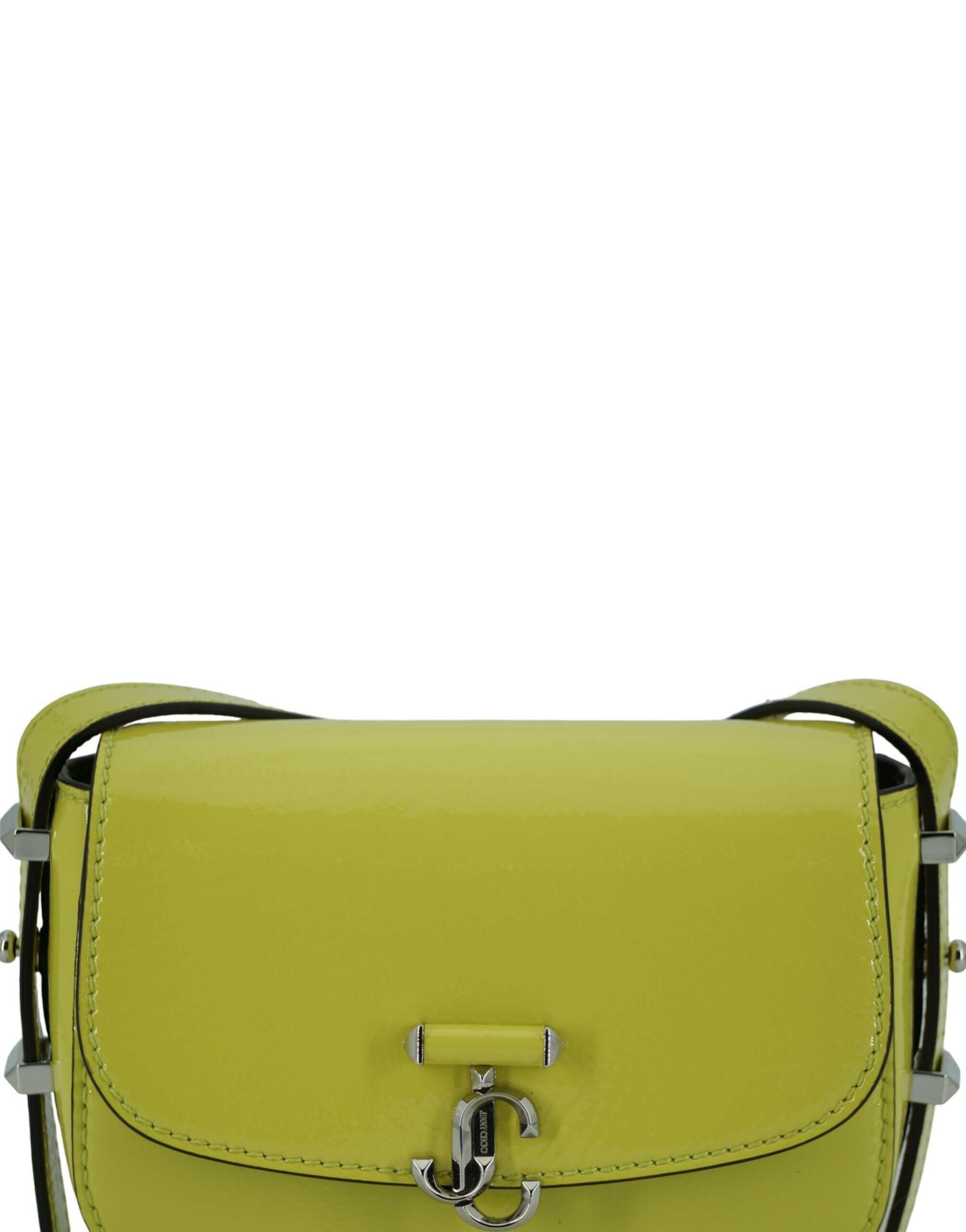 Jimmy Choo Lime Yellow Leather Small Shoulder Bag.