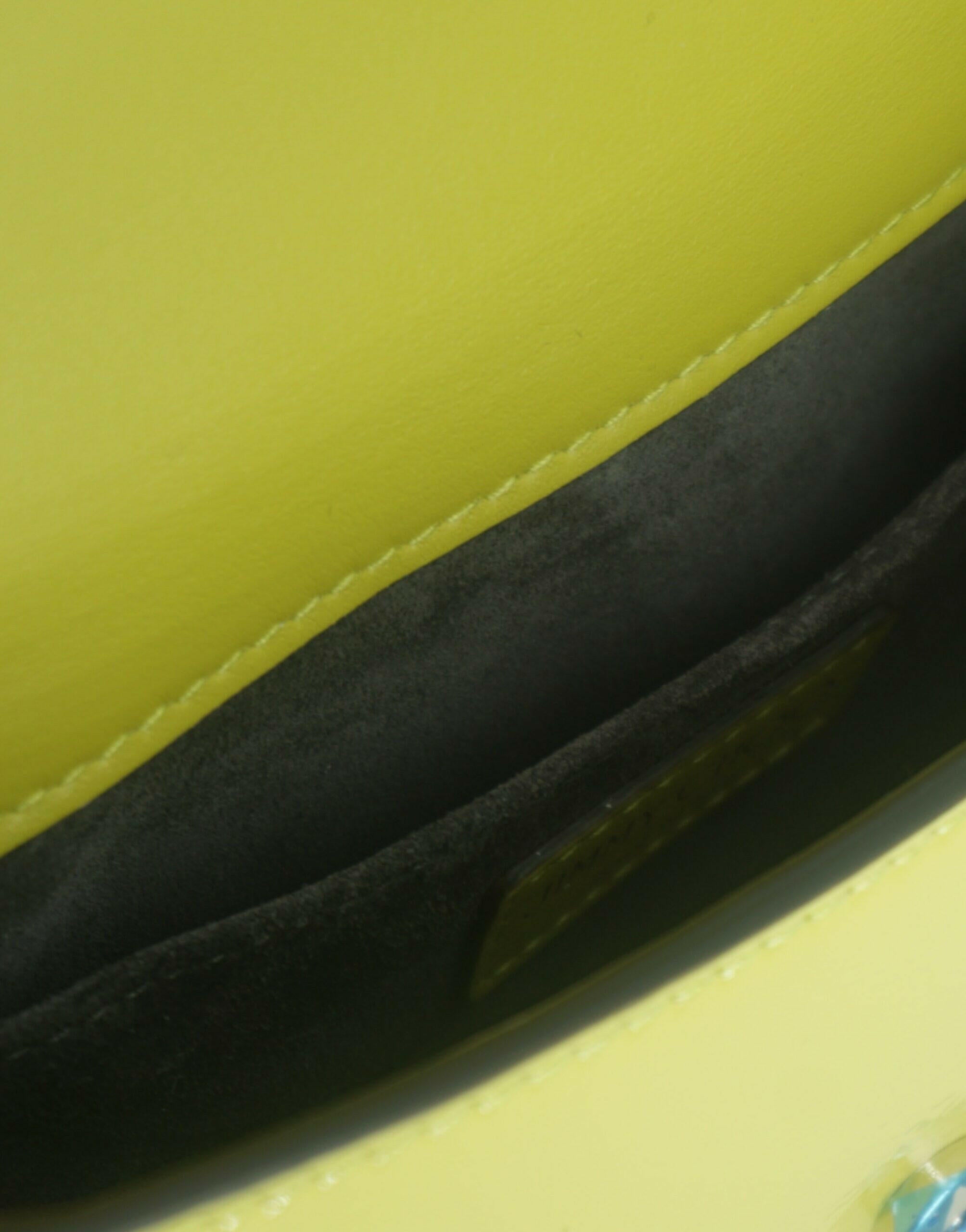 Jimmy Choo Lime Yellow Leather Small Shoulder Bag.