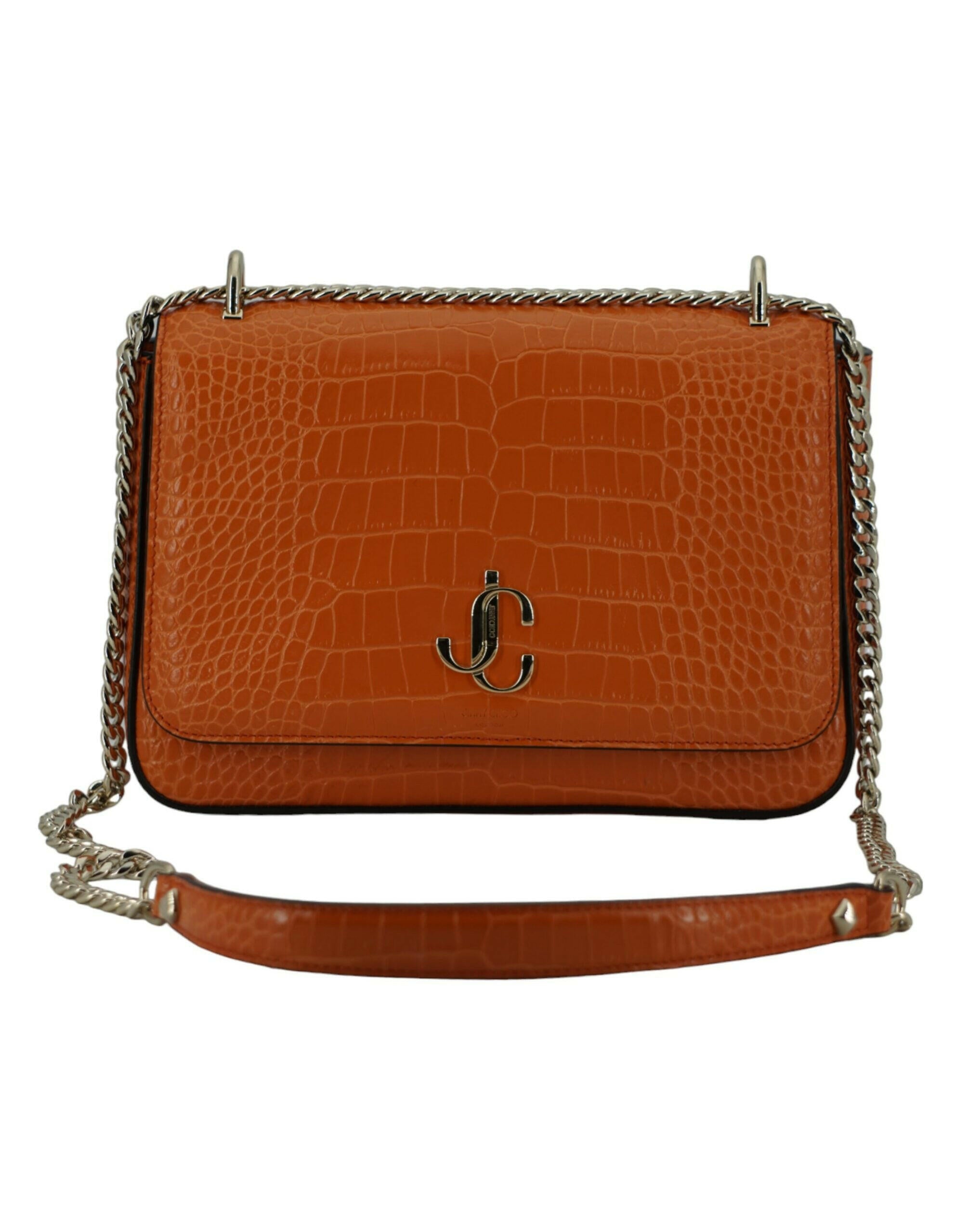 Jimmy Choo Amber Orange Leather Shoulder Bag.