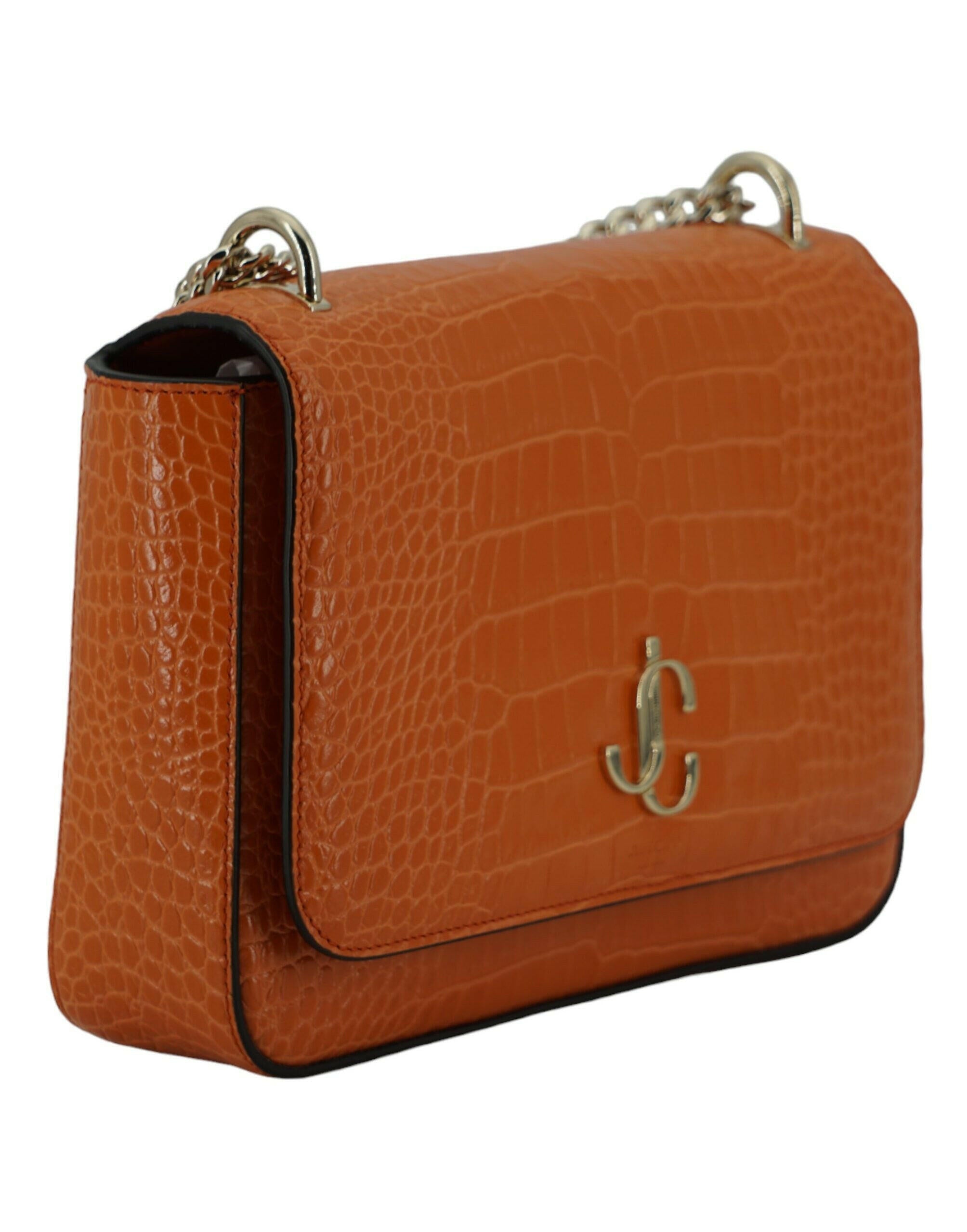 Jimmy Choo Amber Orange Leather Shoulder Bag.