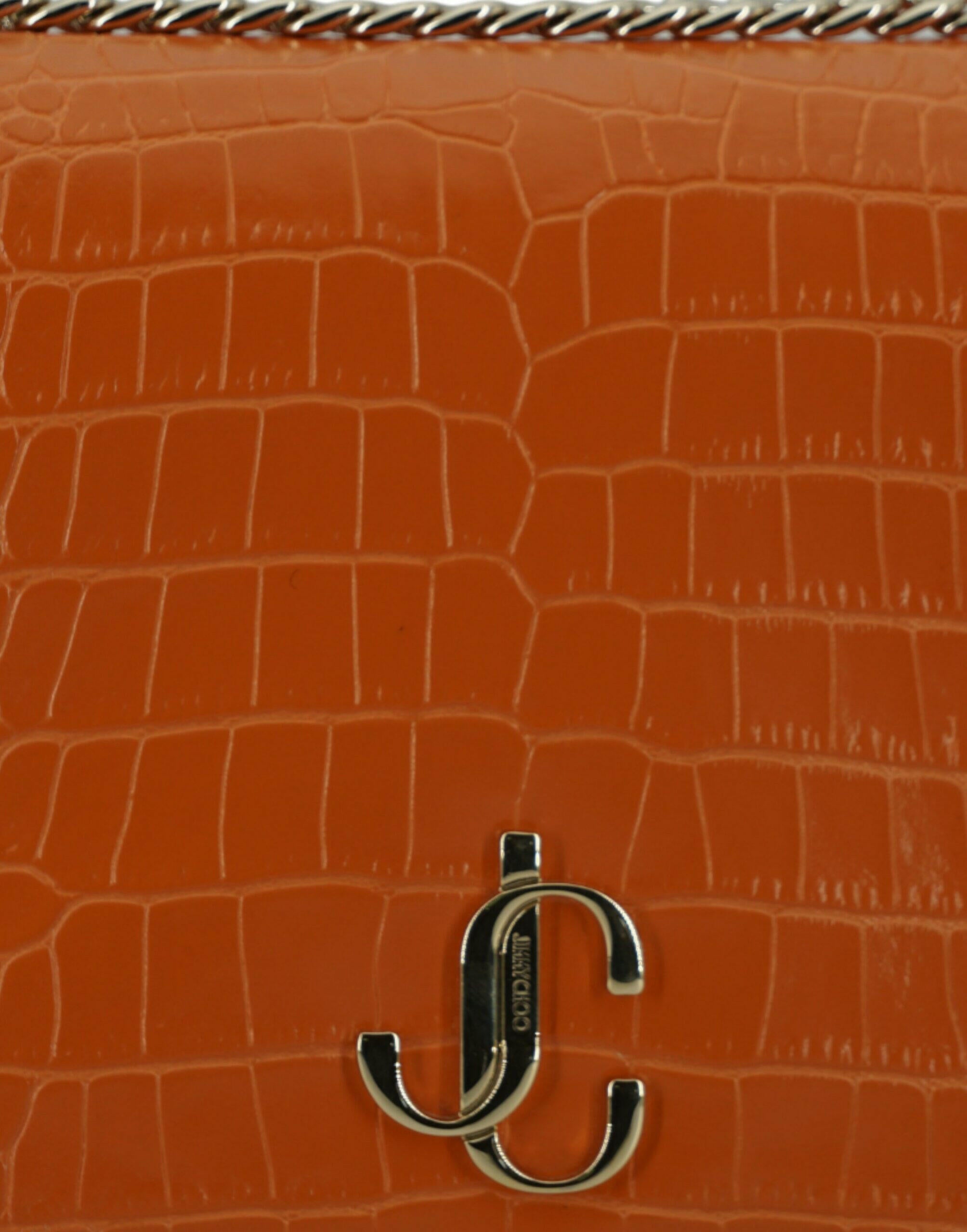 Jimmy Choo Amber Orange Leather Shoulder Bag.