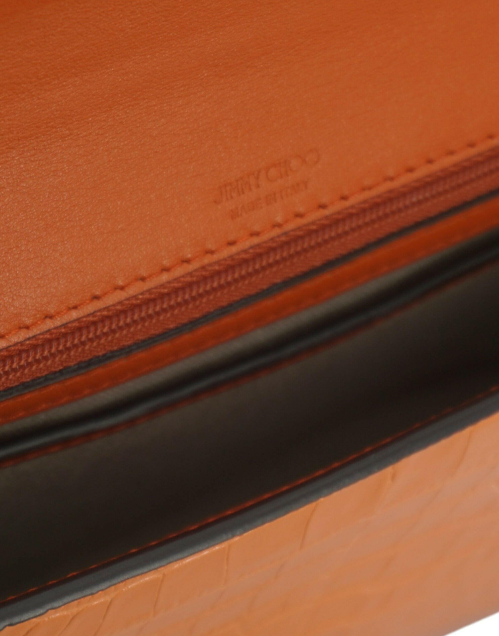 Jimmy Choo Amber Orange Leather Shoulder Bag.