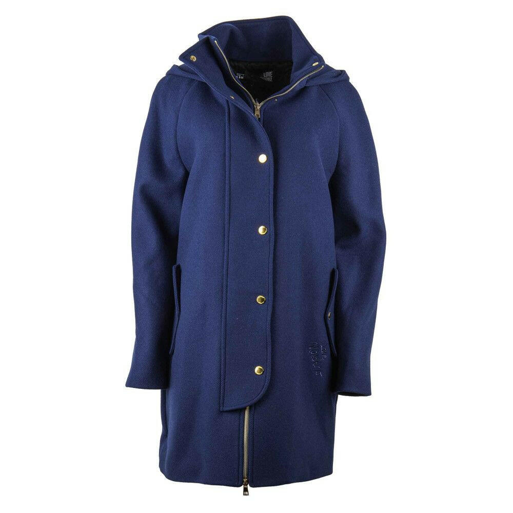 Love Moschino Blue Wool Women Coat.