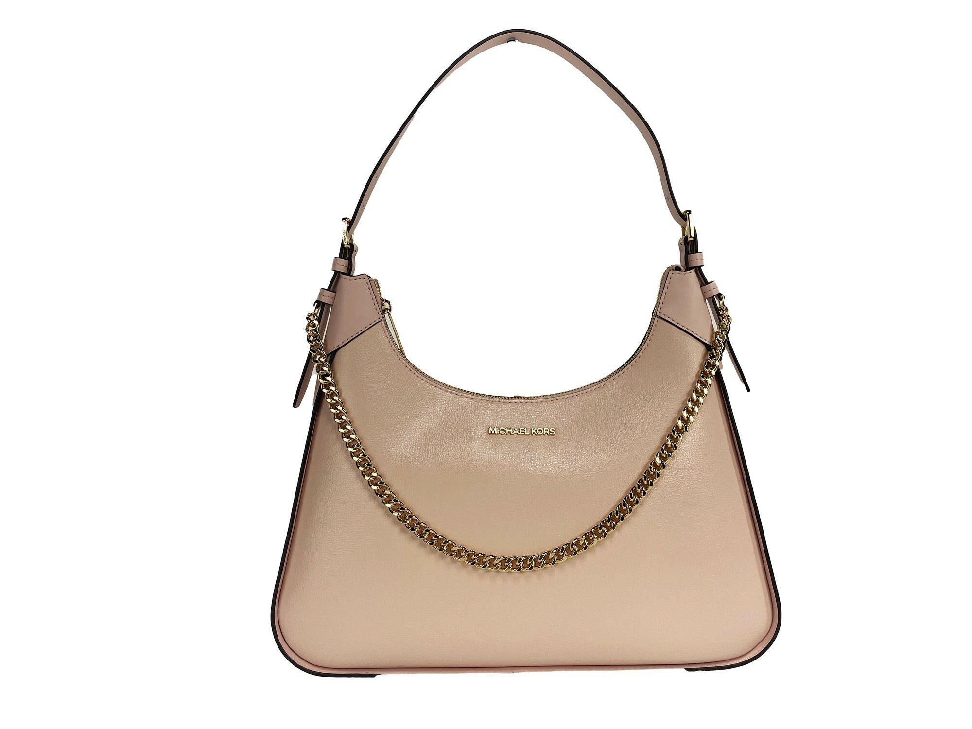 Michael Kors Wilma Large Smooth Leather Chain Shoulder Bag Purse Powder Blush.