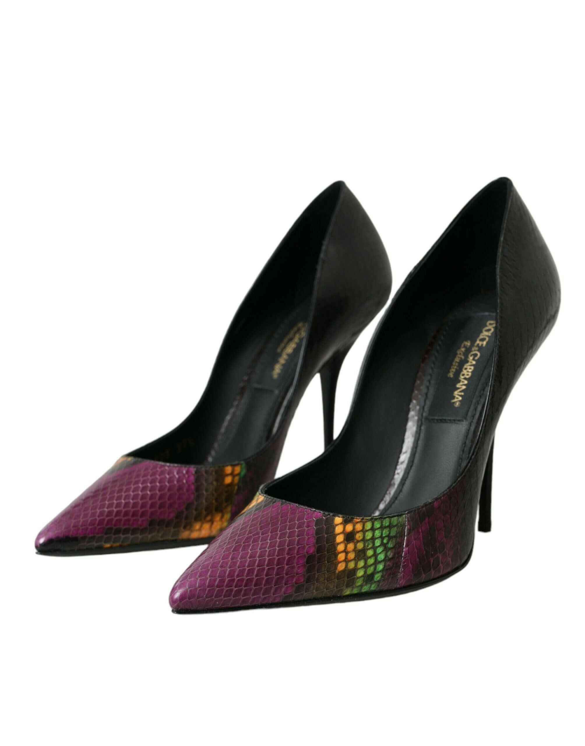Dolce & Gabbana Multicolor Exotic Leather Heels Pumps Shoes.