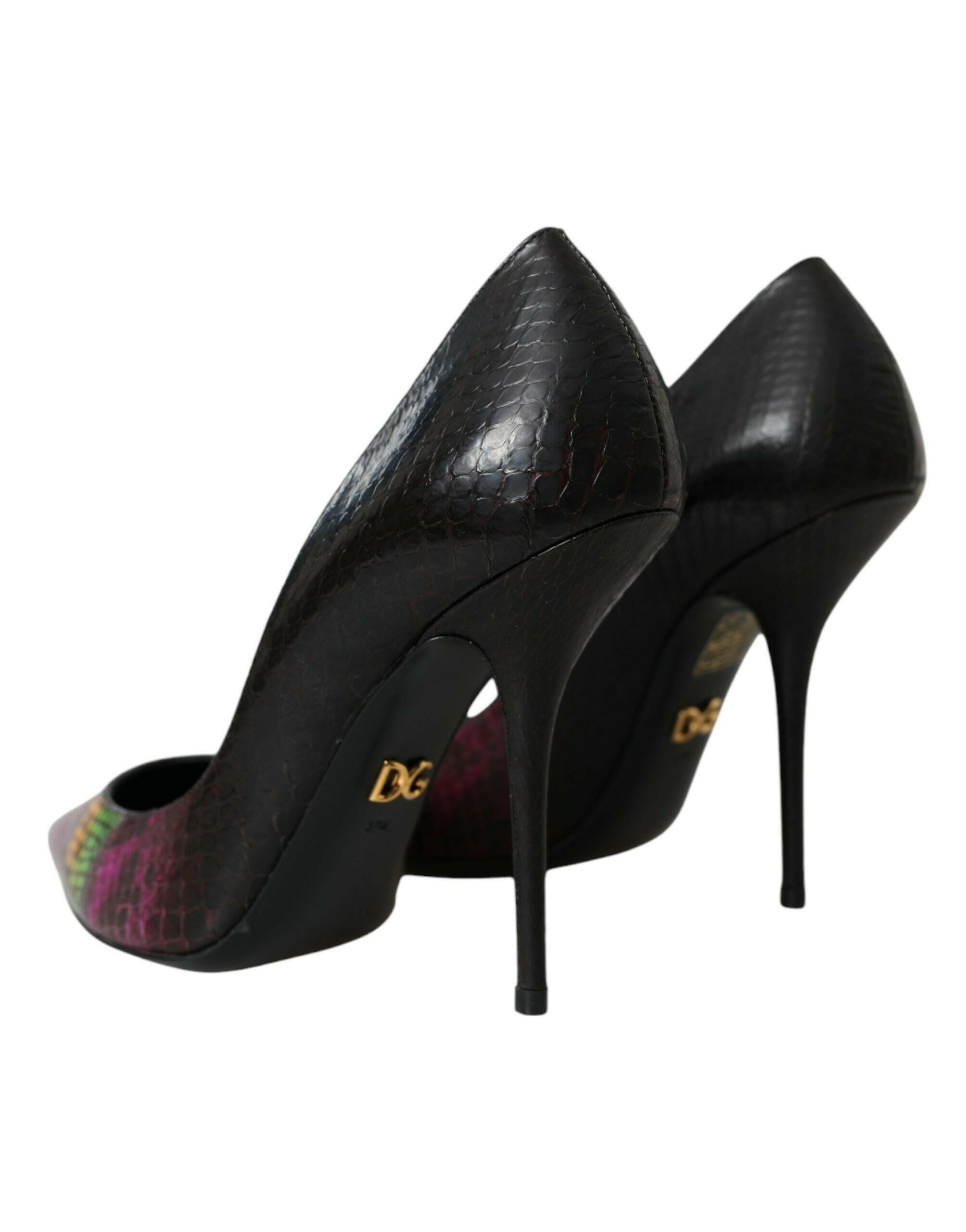 Dolce & Gabbana Multicolor Exotic Leather Heels Pumps Shoes.