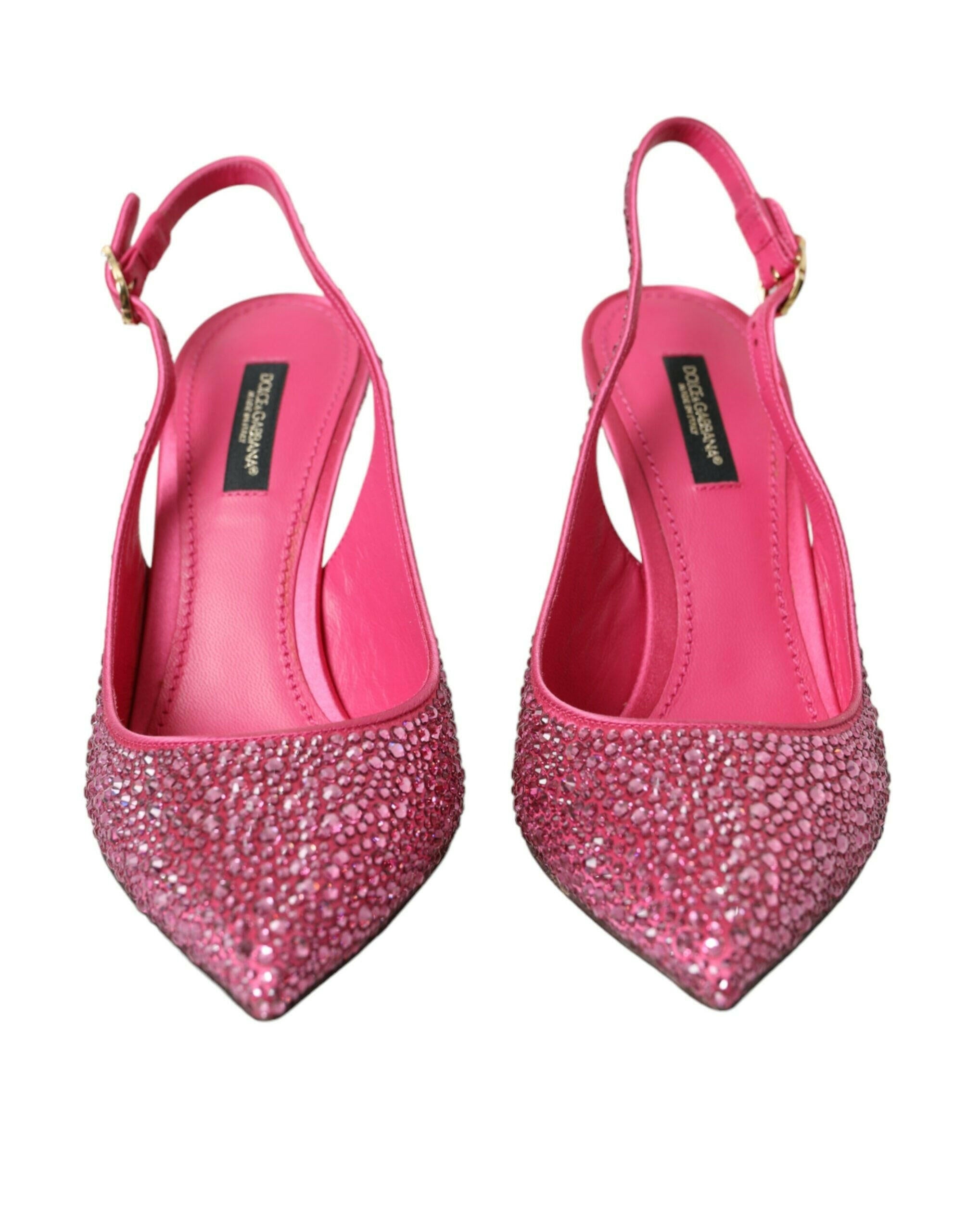 Dolce & Gabbana Pink Slingbacks Crystal Pumps Shoes.