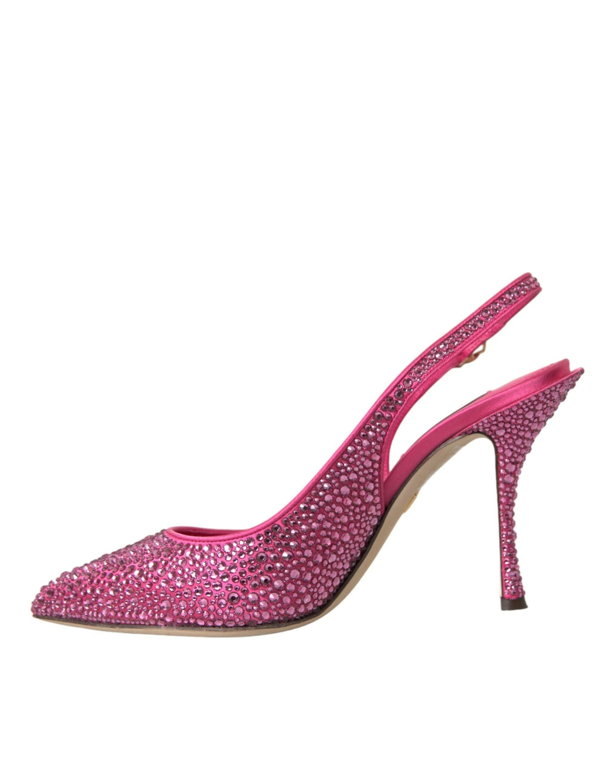 Dolce & Gabbana Pink Slingbacks Crystal Pumps Shoes.
