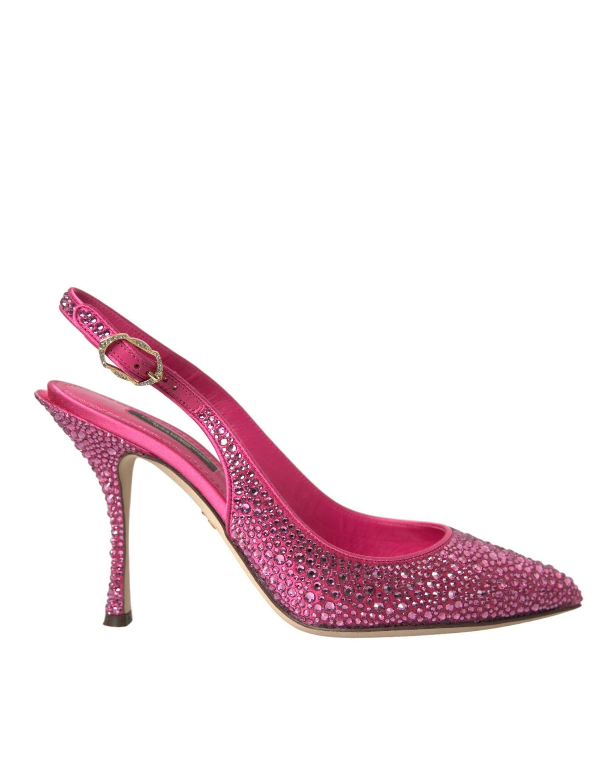 Dolce & Gabbana Pink Slingbacks Crystal Pumps Shoes.
