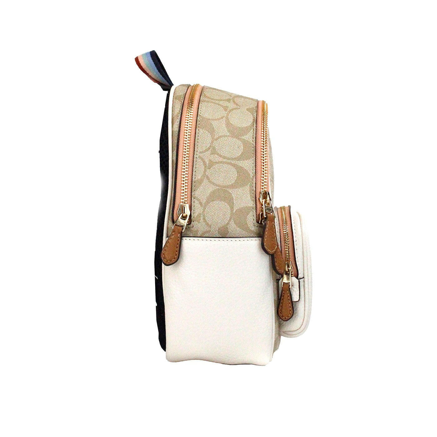 COACH Mini Court Signature Pear Motif Shoulder Backpack Bookbag Bag Chalk Taffy.