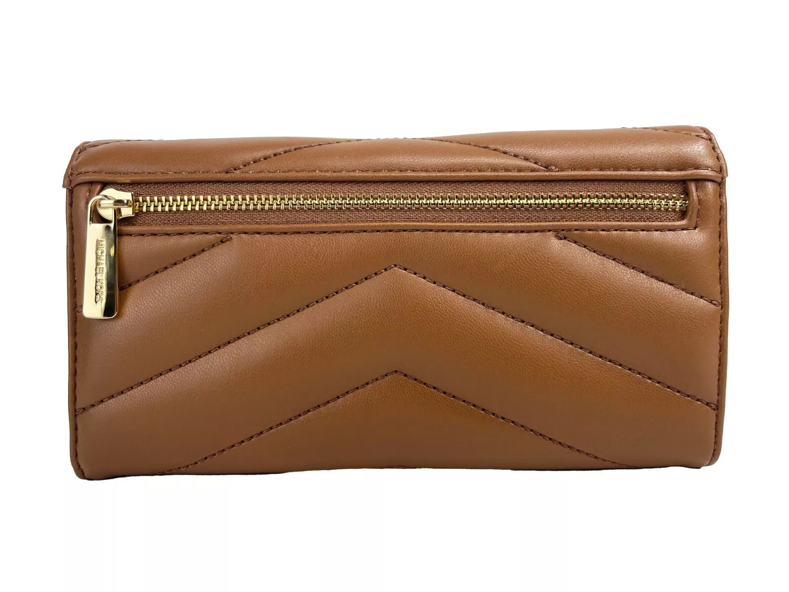 Michael Kors Jet Set Travel Large Quilted Leather Trifold Wallet Brown.