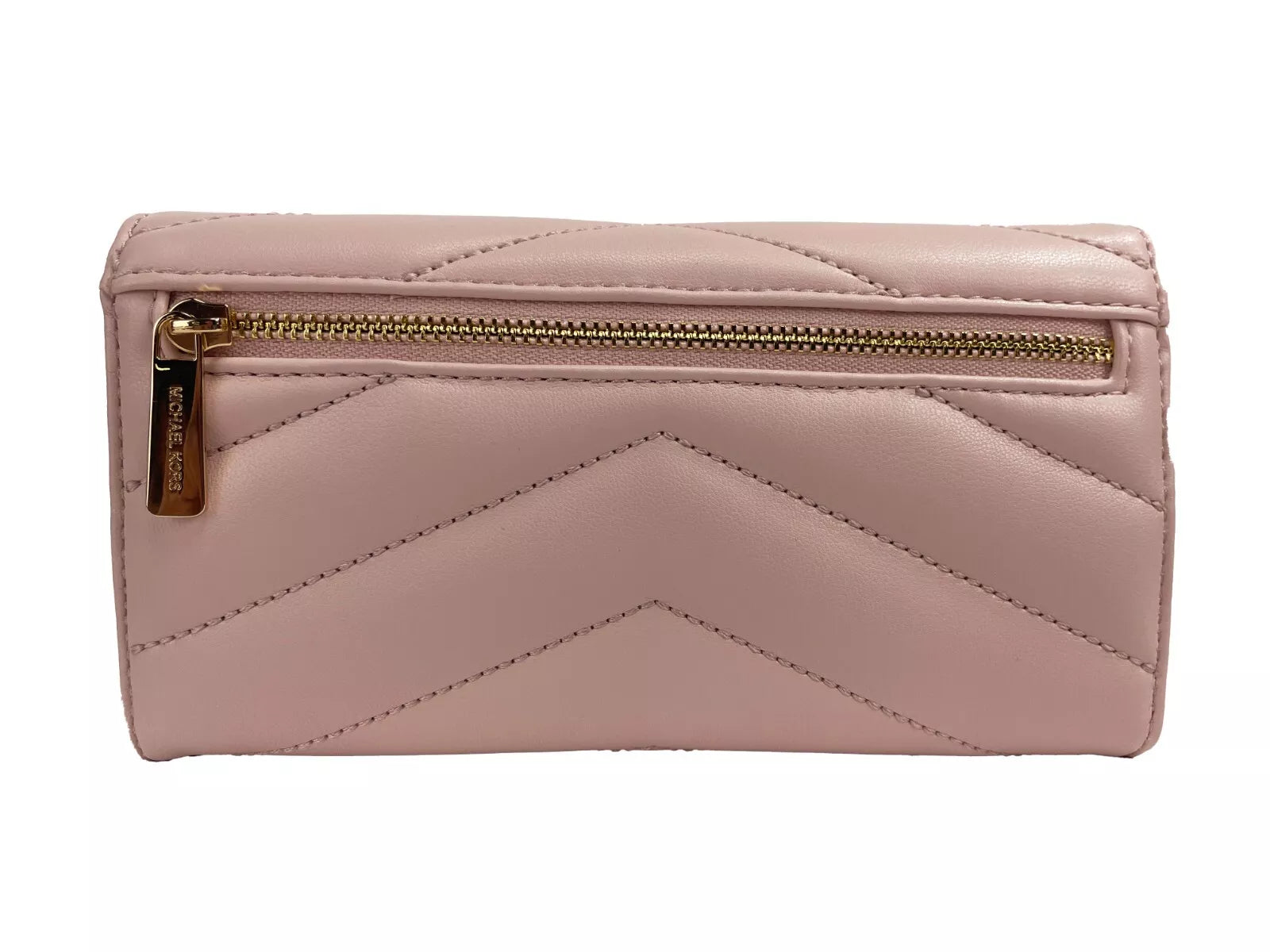 Michael Kors Jet Set Travel Large Quilted Leather Trifold Wallet Powder Blush.