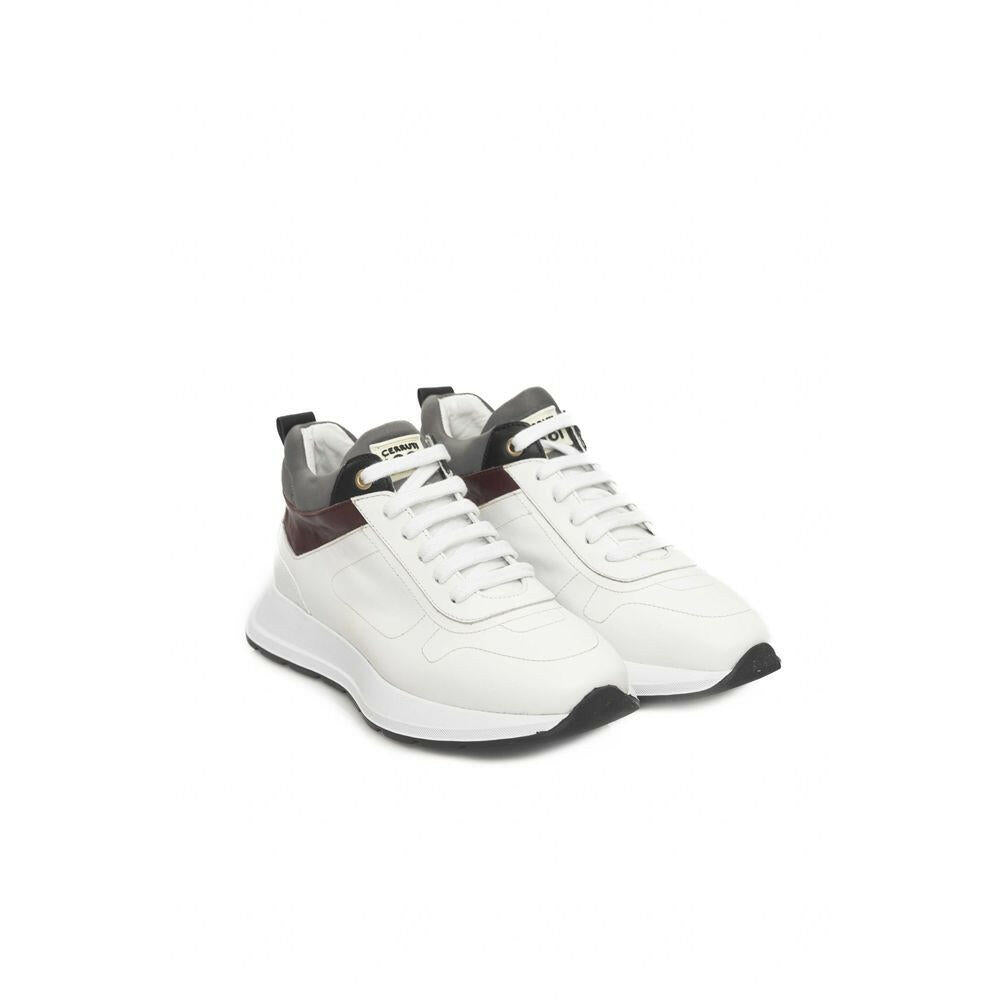 Cerruti 1881 White Leather Women Sneaker.